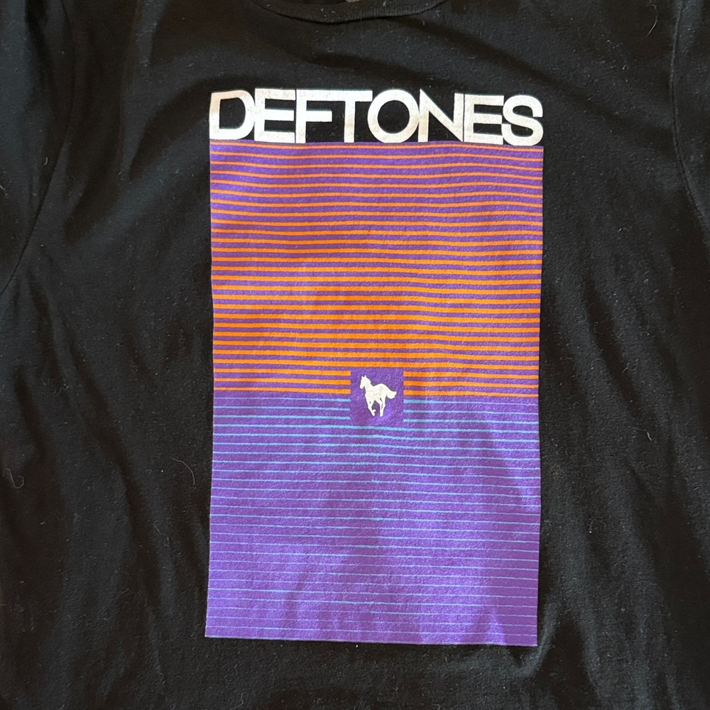 Deftones Graphic Band Tee - Black with Purple & Orange Print